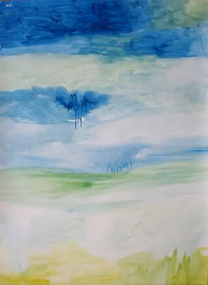 Paintings — A blue-and-green washed landscape