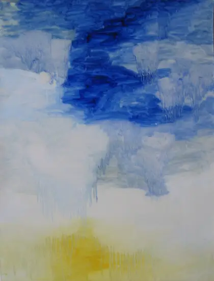 Paintings — Blue above, pale ground, a pool of yellow