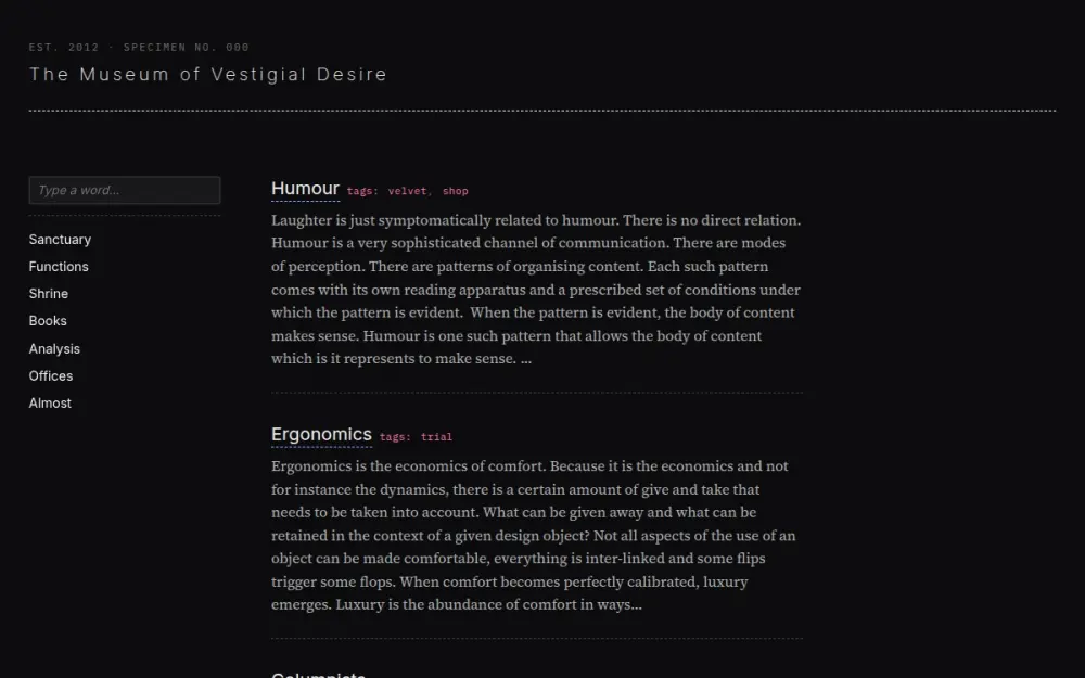 Museum of Vestigial Desire